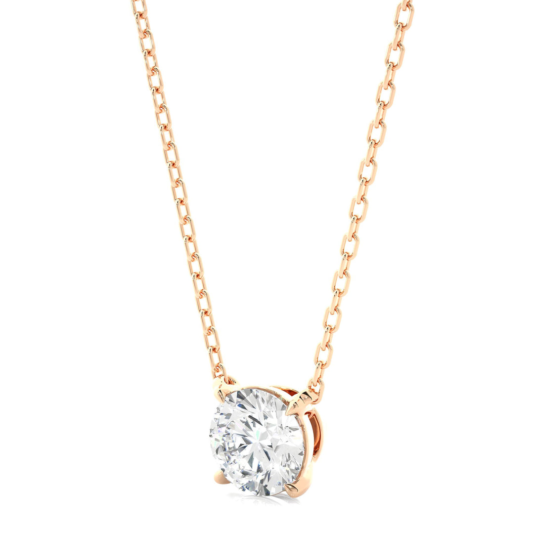 1.03 CT Lab-Grown Diamond Solitaire Pendant Necklace | Round Cut | 4-Prong | Solid Gold