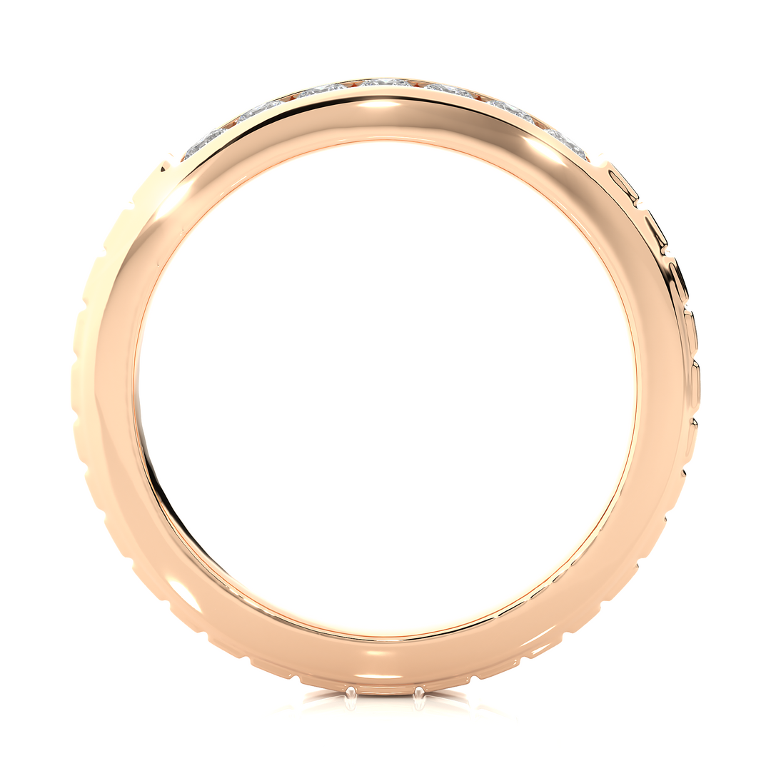 0.82 CT Round Lab Grown Diamond Men’s Ring | 14 Stone Gold Band