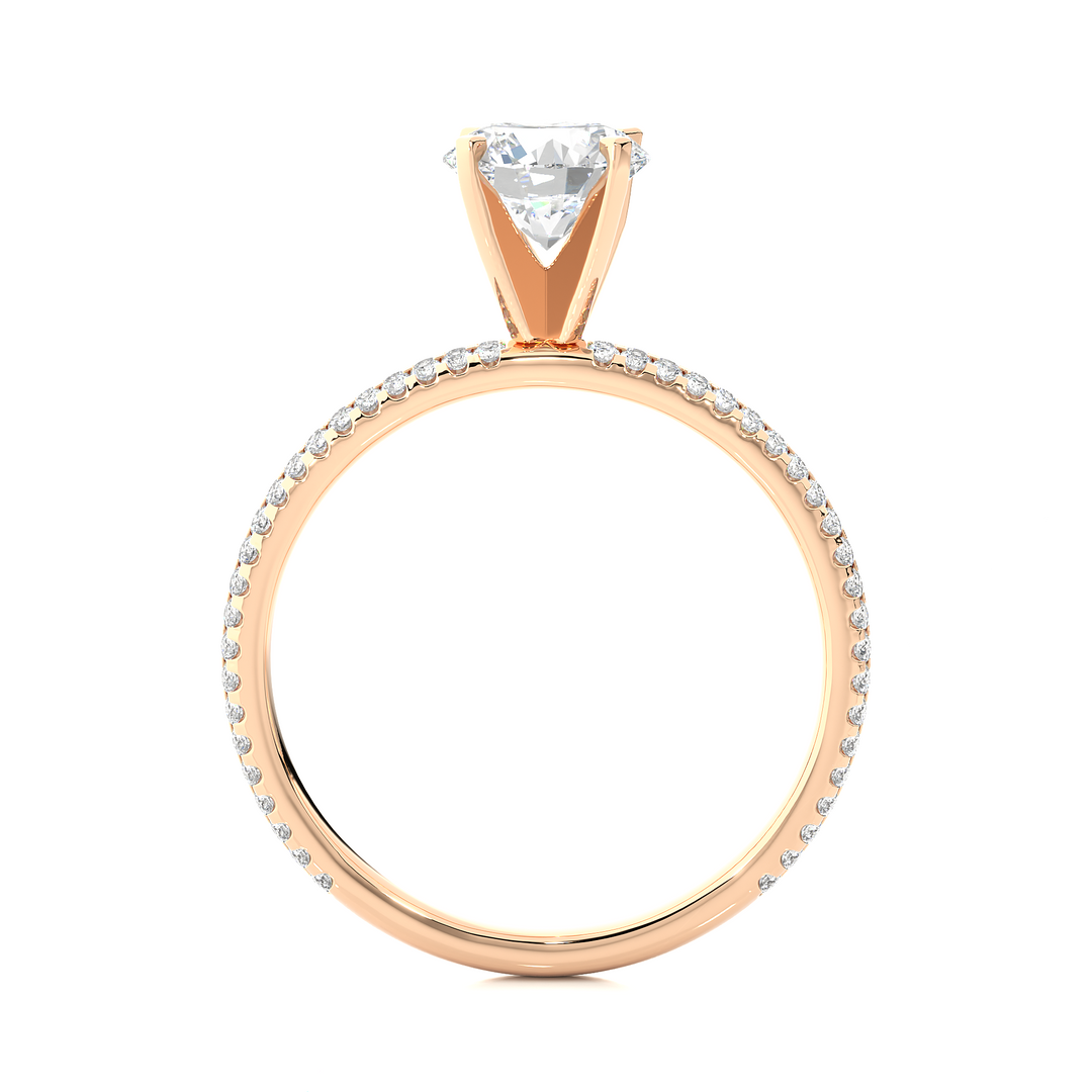 1.14 CTW Round Lab-Grown Diamond Engagement Ring with Two-Row Micropave Set E-F / VVS-VS