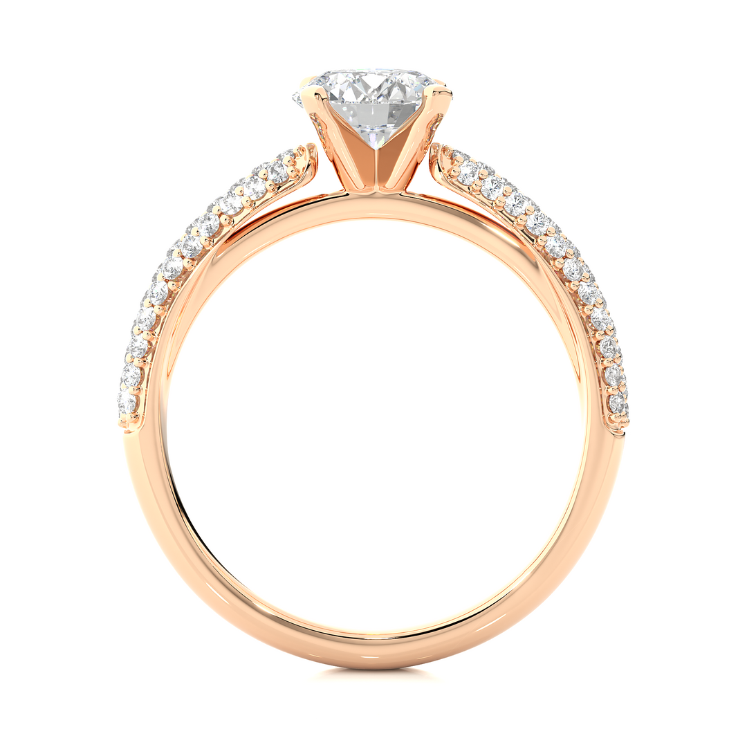 1.53 CTW Round Lab-Grown Diamond Engagement Ring with Three-Row Micropave Set E-F / VVS-VS