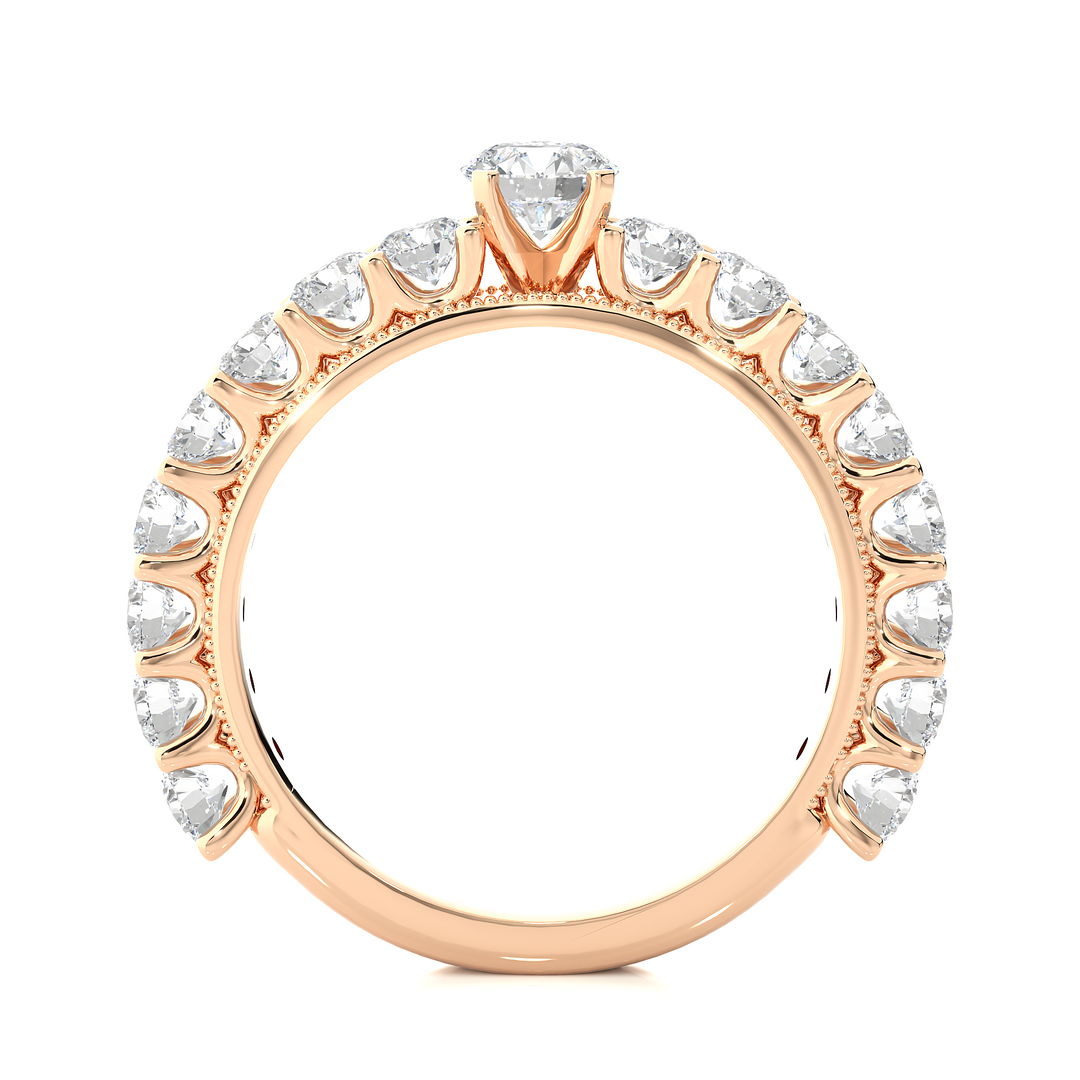 2.53 CTW Round Lab-Grown Diamond Engagement Ring with Milgrain Detailing E-F / VVS-VS