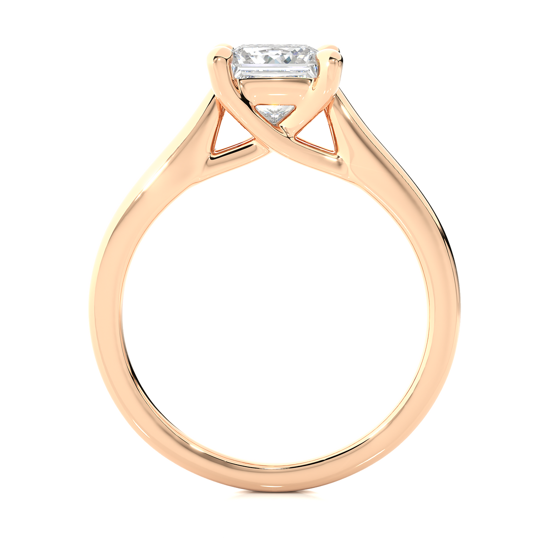 1.35 CT Princess Cut Lab Grown Diamond Engagement Ring | Bold 4 Stone Gold Band