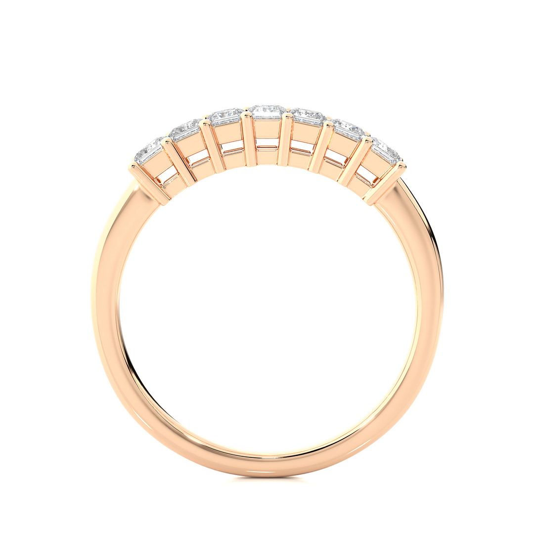 0.50 CT Princess Cut Lab Grown Diamond Prong Set Band  7 Stone IGI Certified