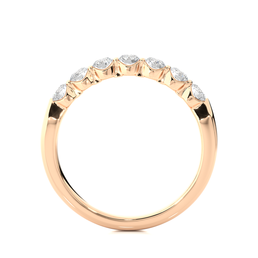 0.52 CT Round Cut Lab Grown Diamond Bar Set Band  7 Stone IGI Certified