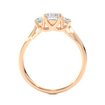 Load image into Gallery viewer, 0.96 CT Princess Cut Three Stone Lab Grown Diamond Ring | 3 Stone Gold Band
