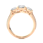 Load image into Gallery viewer, 2.23 CT Round Center with Round Side Lab Grown Diamond Three Stone Ring | 43 Stone Gold Band
