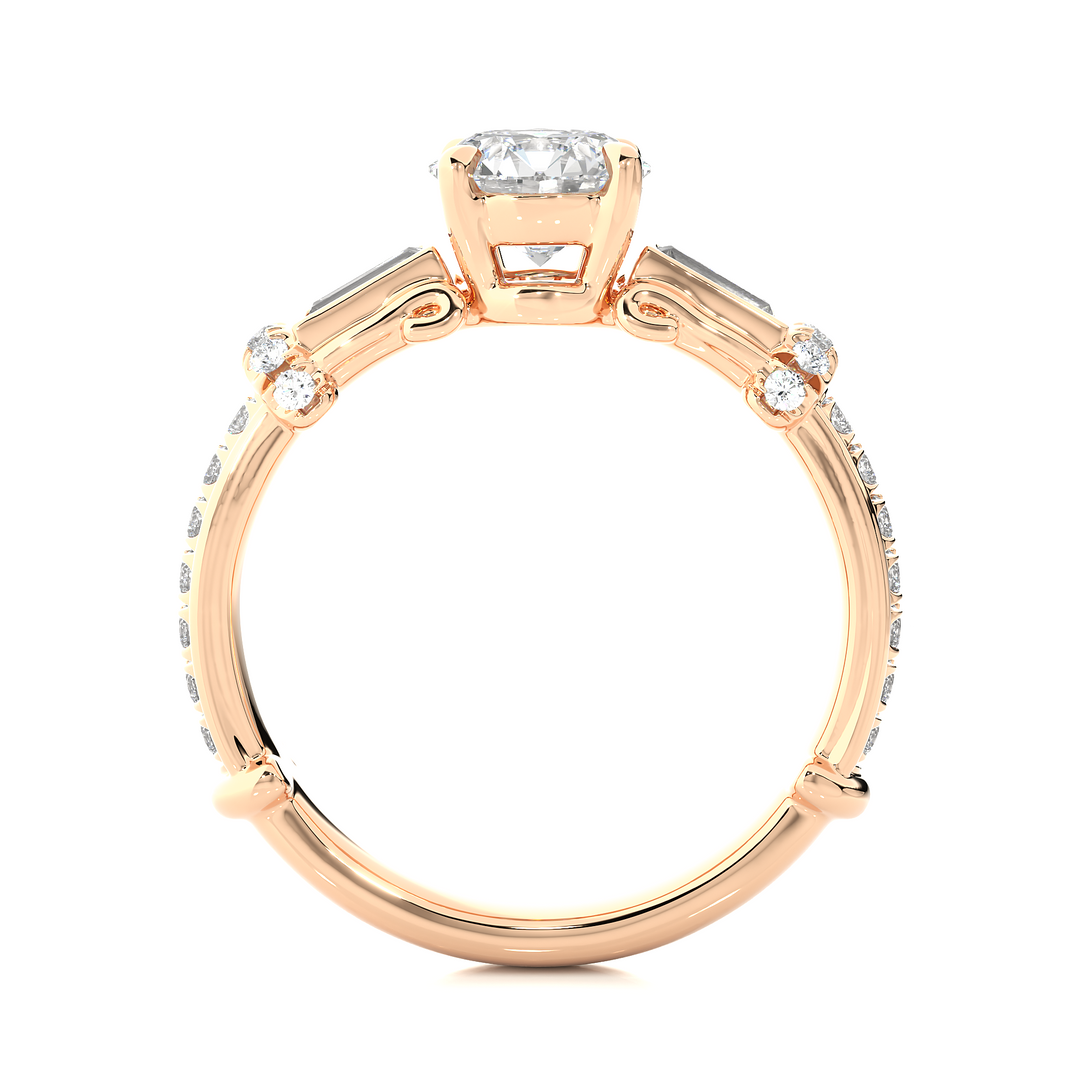 1.50 Carat Three Stone Lab-Grown Diamond Ring | Round & Baguette Unique Design