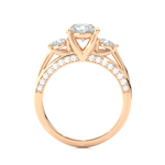 Load image into Gallery viewer, 1.98 CT Round Center with Round Side Lab Grown Diamond Three Stone Ring | 49 Stone Gold Band
