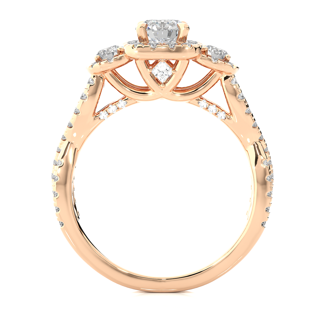 1.35 Carat Three Stone Lab-Grown Diamond Ring | Round with Hidden Princess Accent