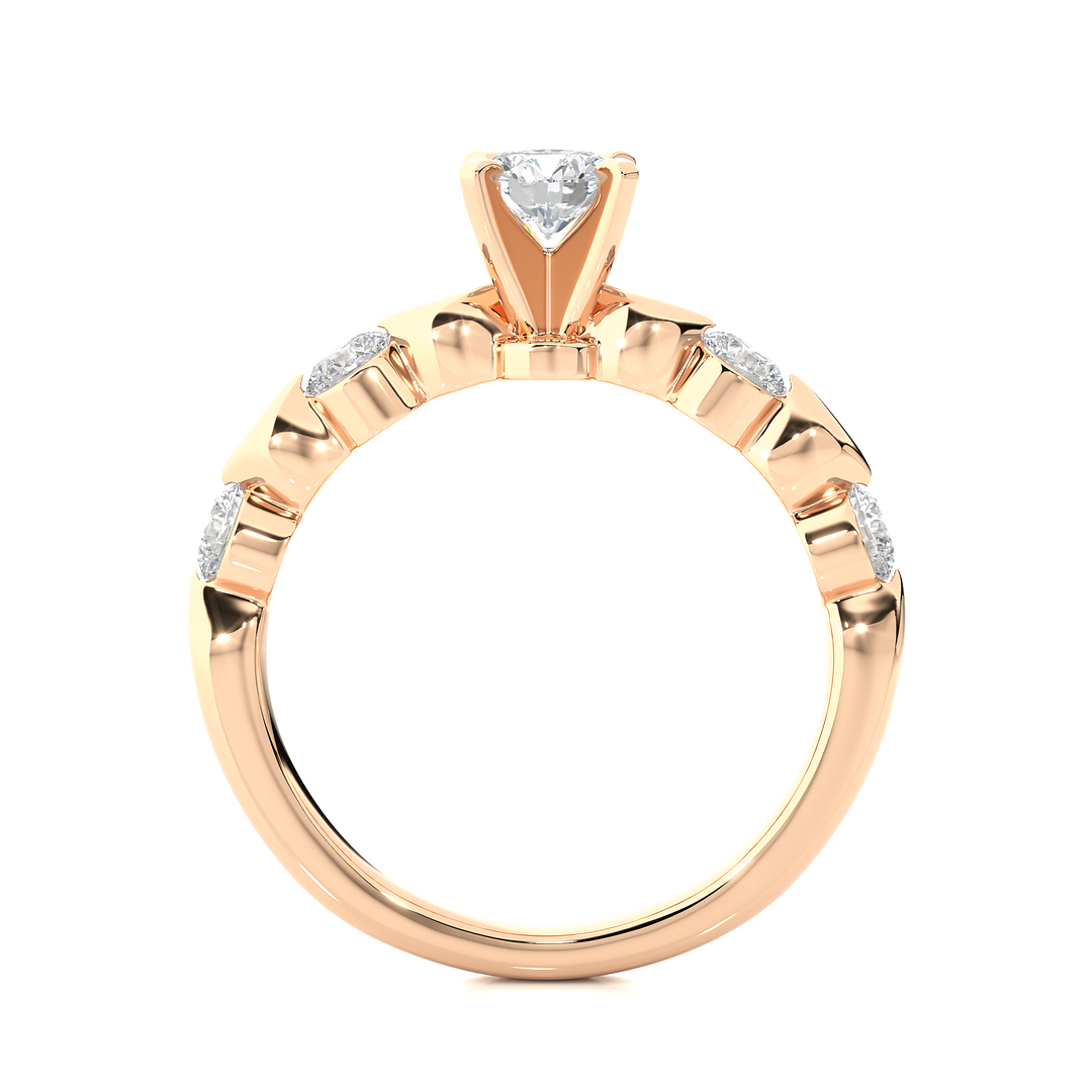0.90 CTW Round Lab-Grown Diamond Engagement Ring in Unique Style E-F / VVS-VS