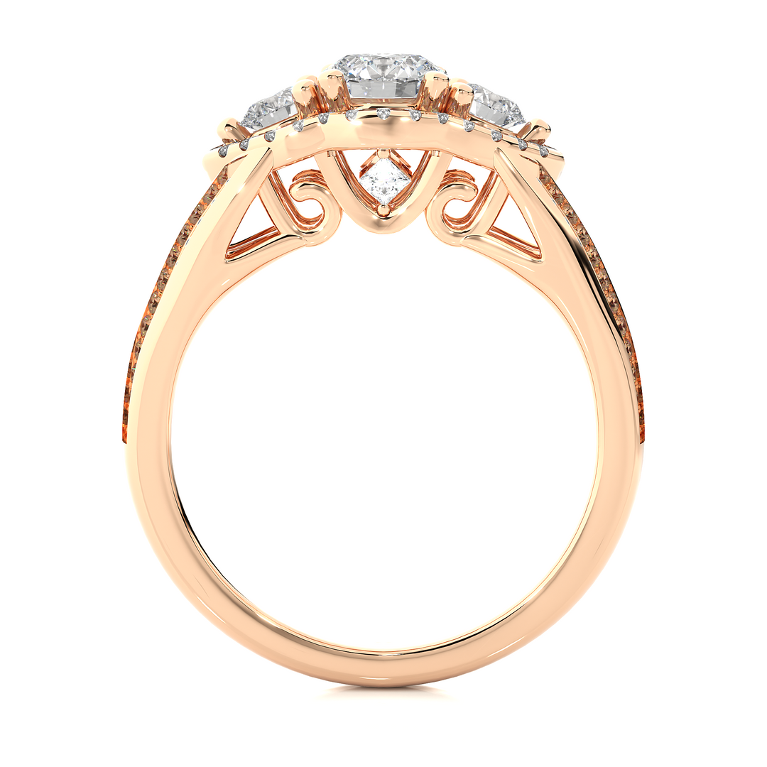 1.14 Carat Lab-Grown Diamond Engagement Ring | Three Stone Round with Hidden Princess