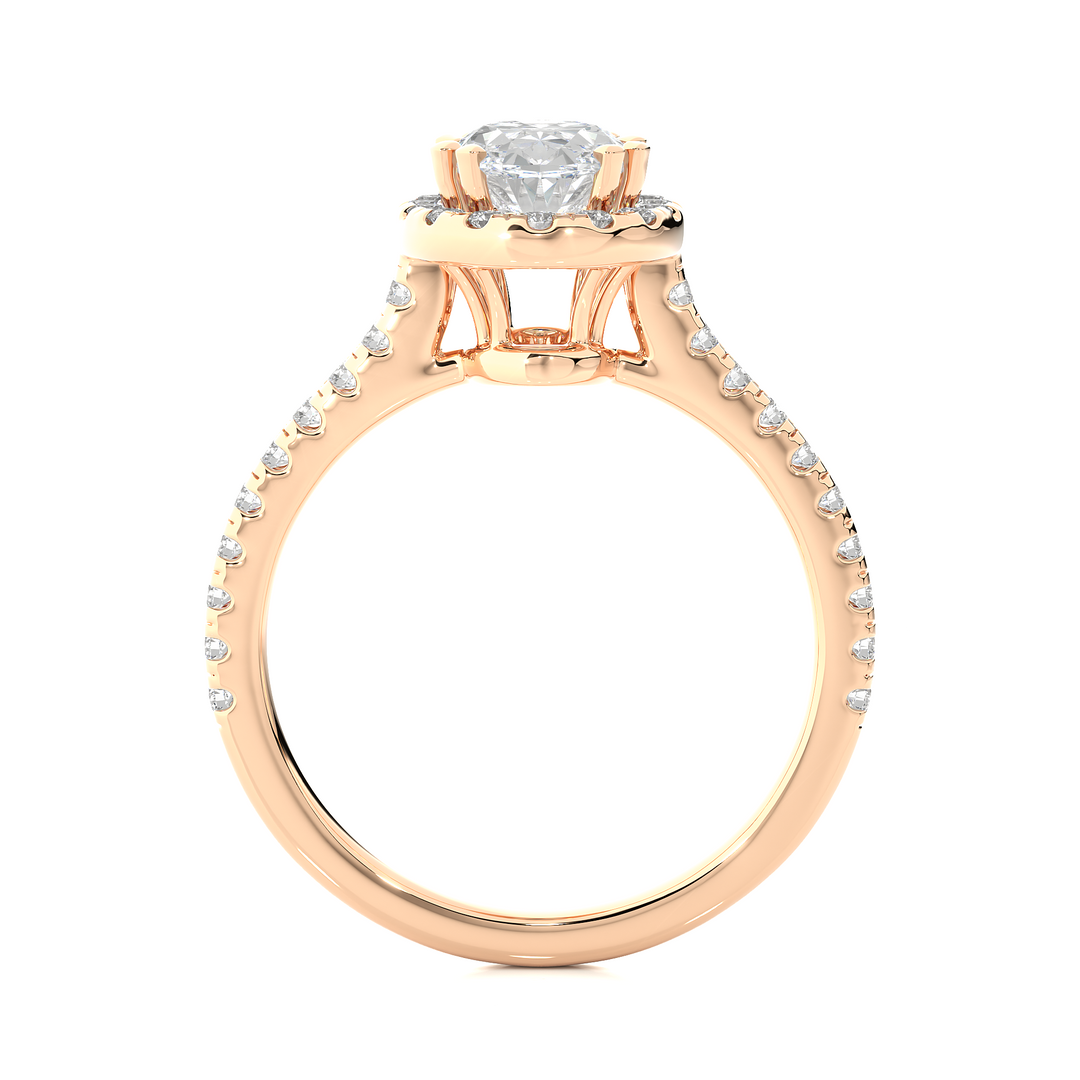 1.20 CT Oval Halo Lab Grown Diamond Ring with Round Side Stones