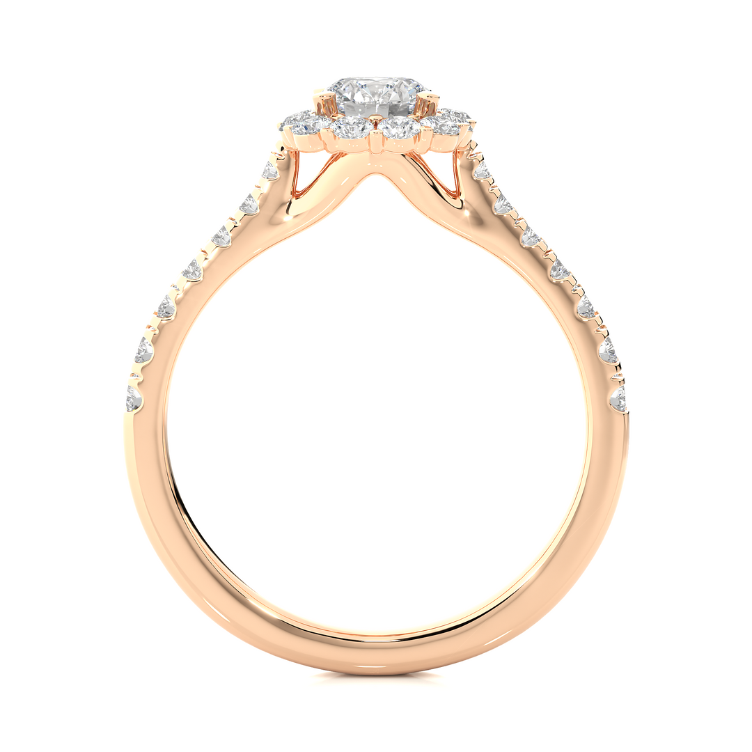 1.09 CT Round Cut Halo Lab Grown Diamond Ring | 27 Stone Design