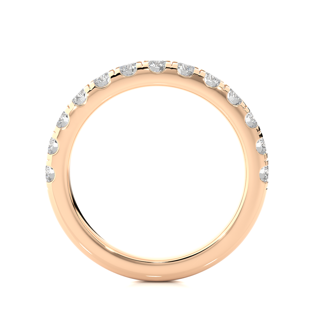 0.96 CT Round Cut Lab Grown Diamond Micro Pave Band  13 Stone IGI Certified