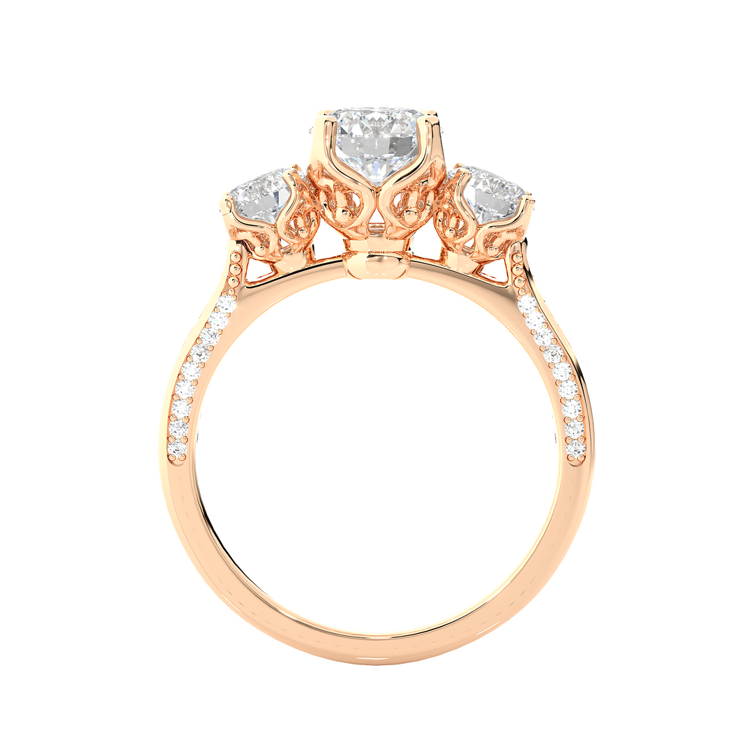 1.91 CT All Round Lab Grown Diamond Three Stone Ring | 55 Stone Gold Band