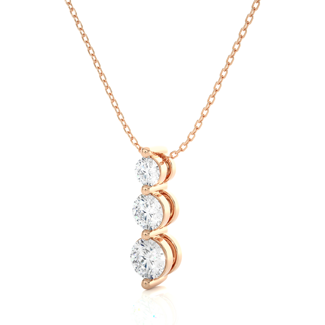 0.84 CT Lab-Grown Diamond Three-Stone Pendant Necklace | Solid Gold | Trio Design