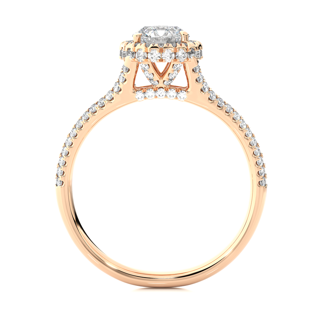 1.07 CT Split Shank Halo Lab Grown Round Diamond Ring with 115 Stones