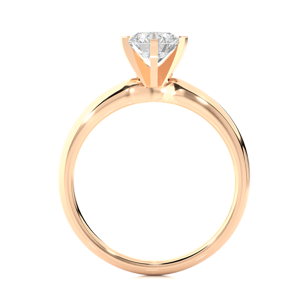 1.18 CT Round Lab Grown Diamond Solitaire Engagement Ring | Six Prong Gold Band