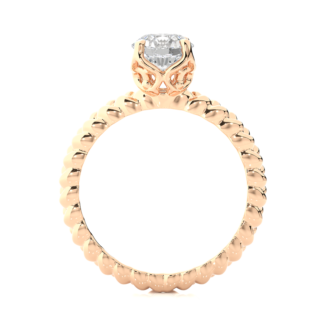 0.98 CT Round Lab Grown Diamond Solitaire Engagement Ring | Gold Band