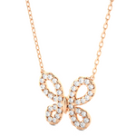 Load image into Gallery viewer, 0.31 CT Lab-Grown Diamond Butterfly Pendant Necklace | Solid Gold | 38 Round Diamonds
