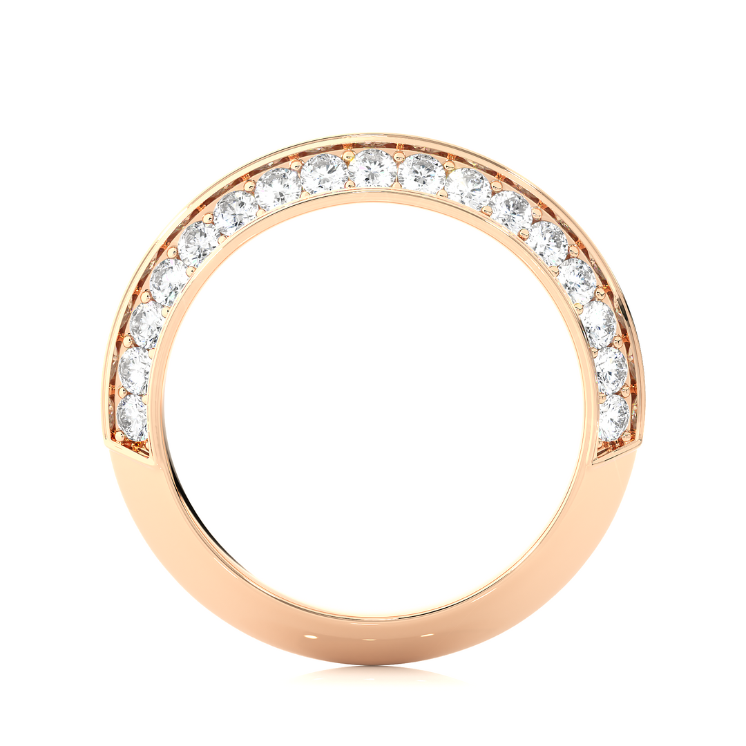 1.02 CT Round Cut Lab Grown Diamond Two Row Band  34 Stone IGI Certified