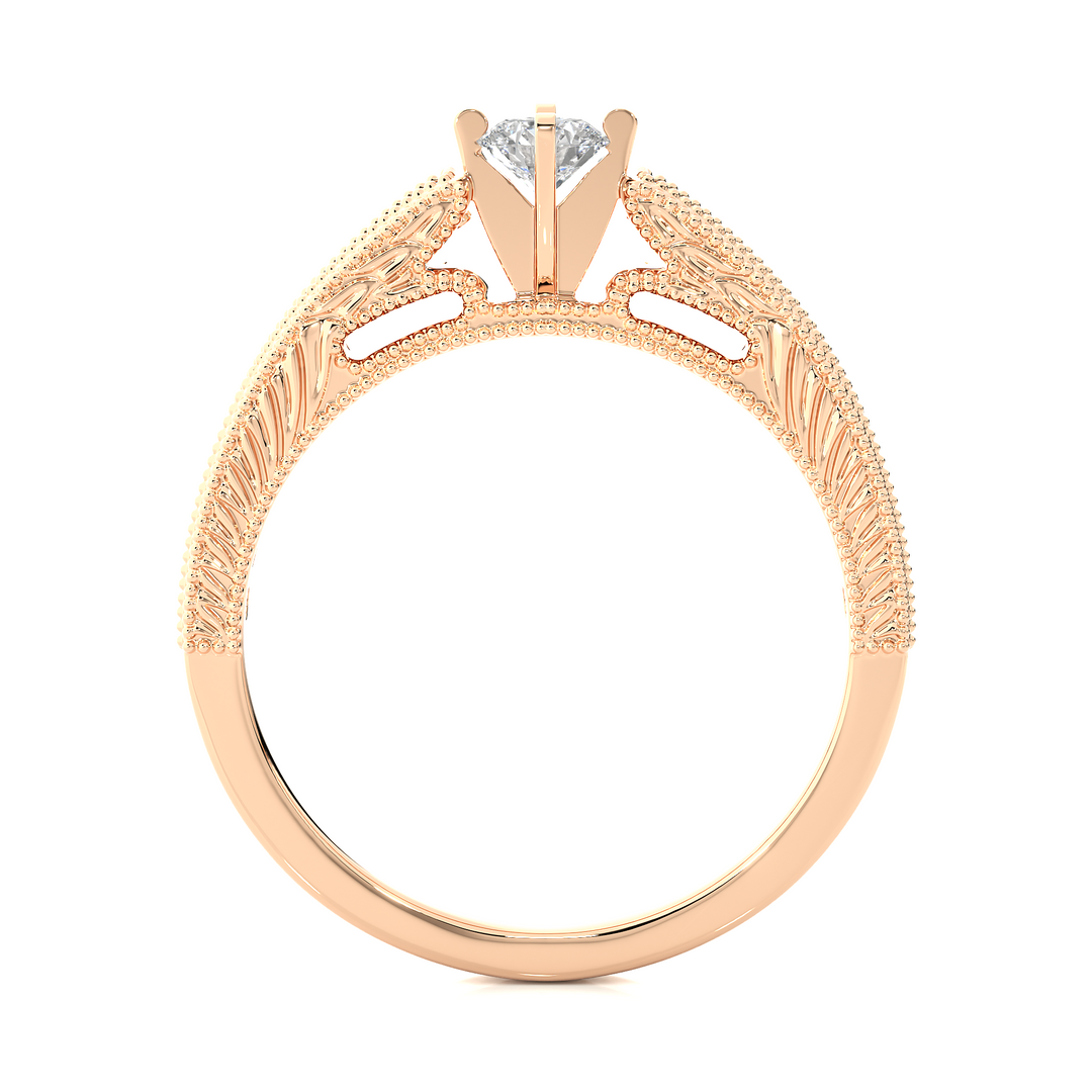 0.48 CTW Round Lab-Grown Diamond Engagement Ring with Milgrain Detailing E-F / VVS-VS