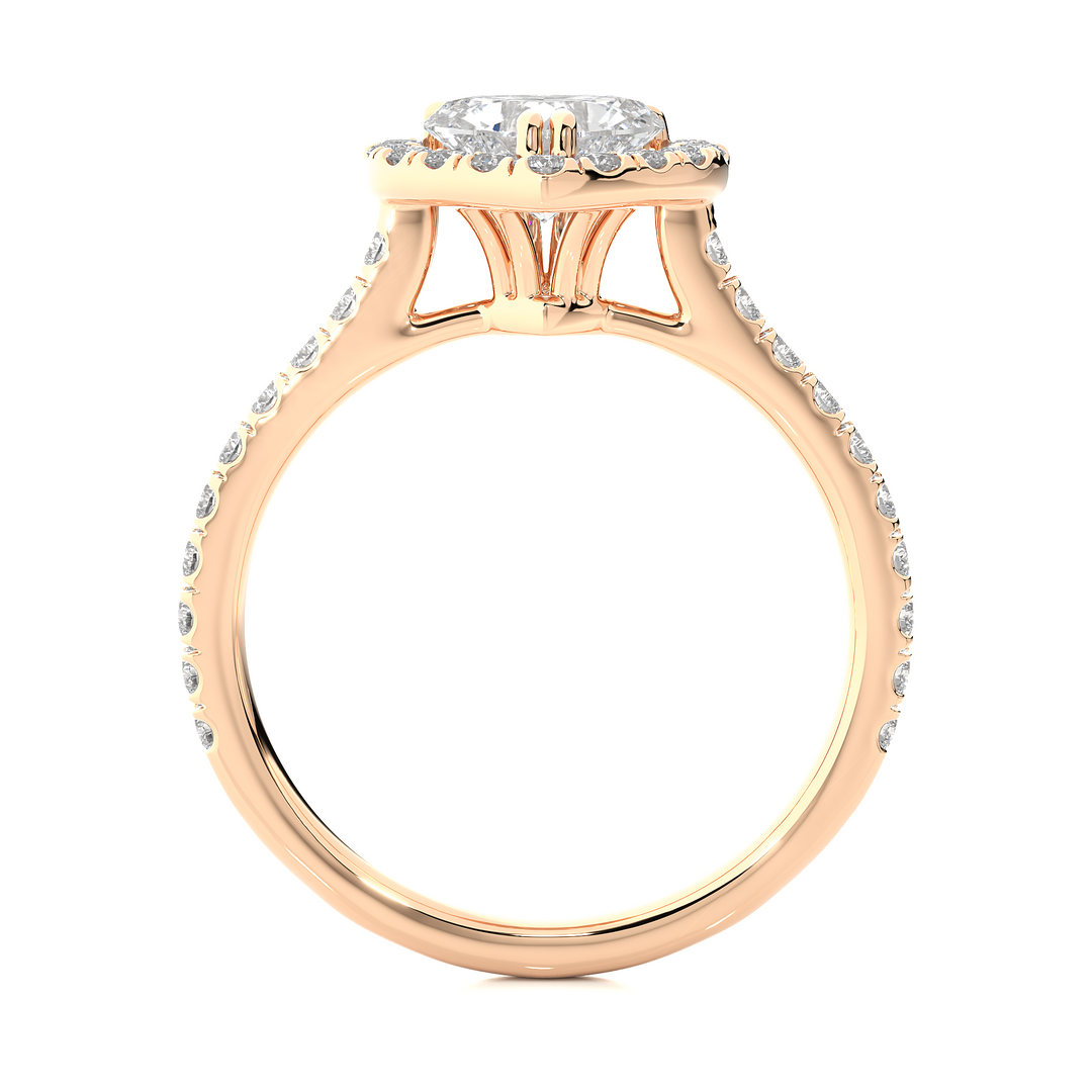 1.33 CT Heart Halo Lab Grown Diamond Ring with Round Side Stones