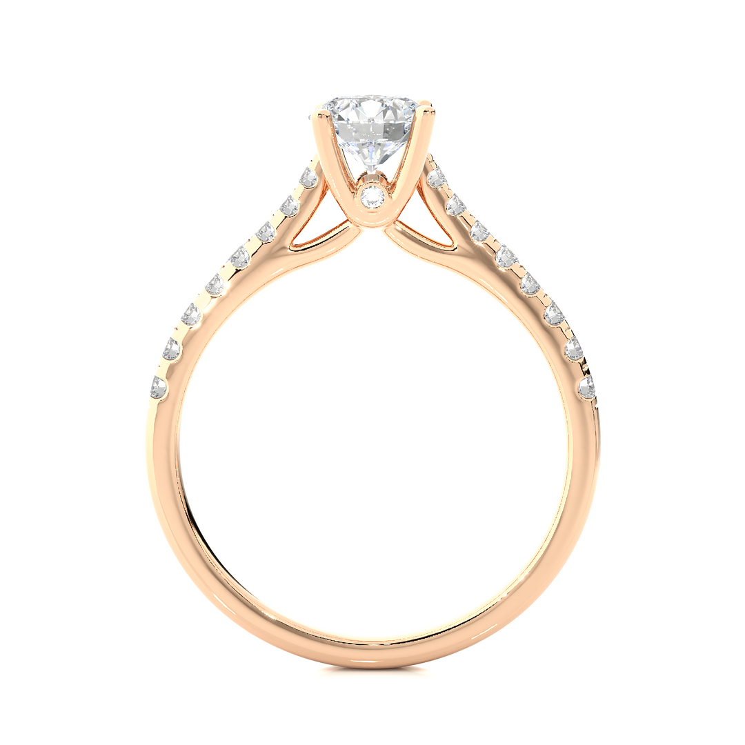 0.85 CTW Round Lab-Grown Diamond Engagement Ring with Claw, Bezel & Micropave Set E-F / VVS-VS