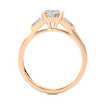 Load image into Gallery viewer, 1.69 CT Round Center with Baguette &amp; Round Side Lab Grown Diamond Three Stone Ring | 17 Stone Gold Band

