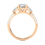 Load image into Gallery viewer, 1.43 CT Round Center with Trillion &amp; Round Side Lab Grown Diamond Three Stone Ring | 43 Stone Gold Band
