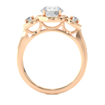 Load image into Gallery viewer, 1.43 CT Round Lab Grown Diamond Halo Ring with Milgrain &amp; Round Side Stones | 51 Stone Gold Band
