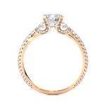 Load image into Gallery viewer, 1.45 CT Round Center with Round Side Lab Grown Diamond Three Stone Ring | 105 Stone Gold Band
