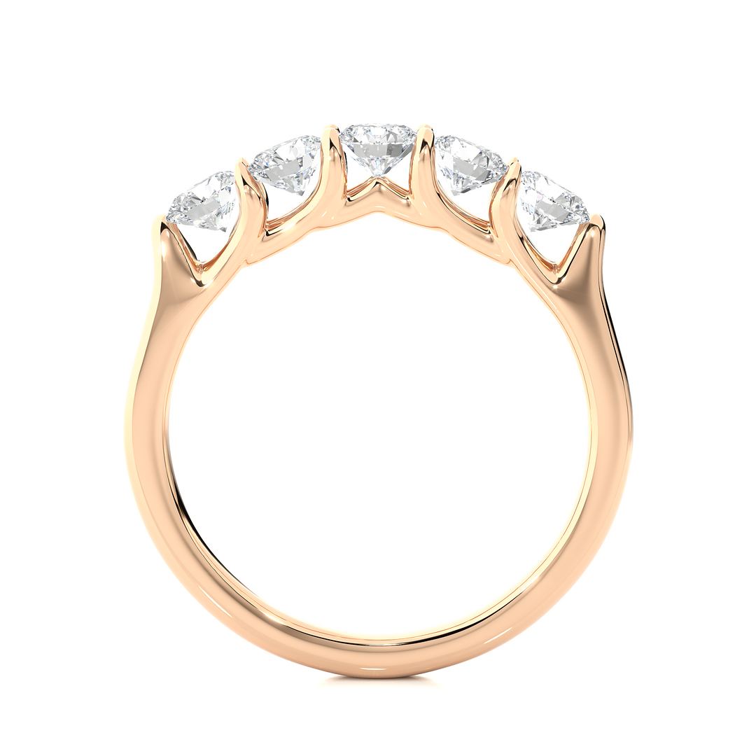 1.03 CT Round Cut Lab Grown Diamond Prong Set Band  5 Stone IGI Certified