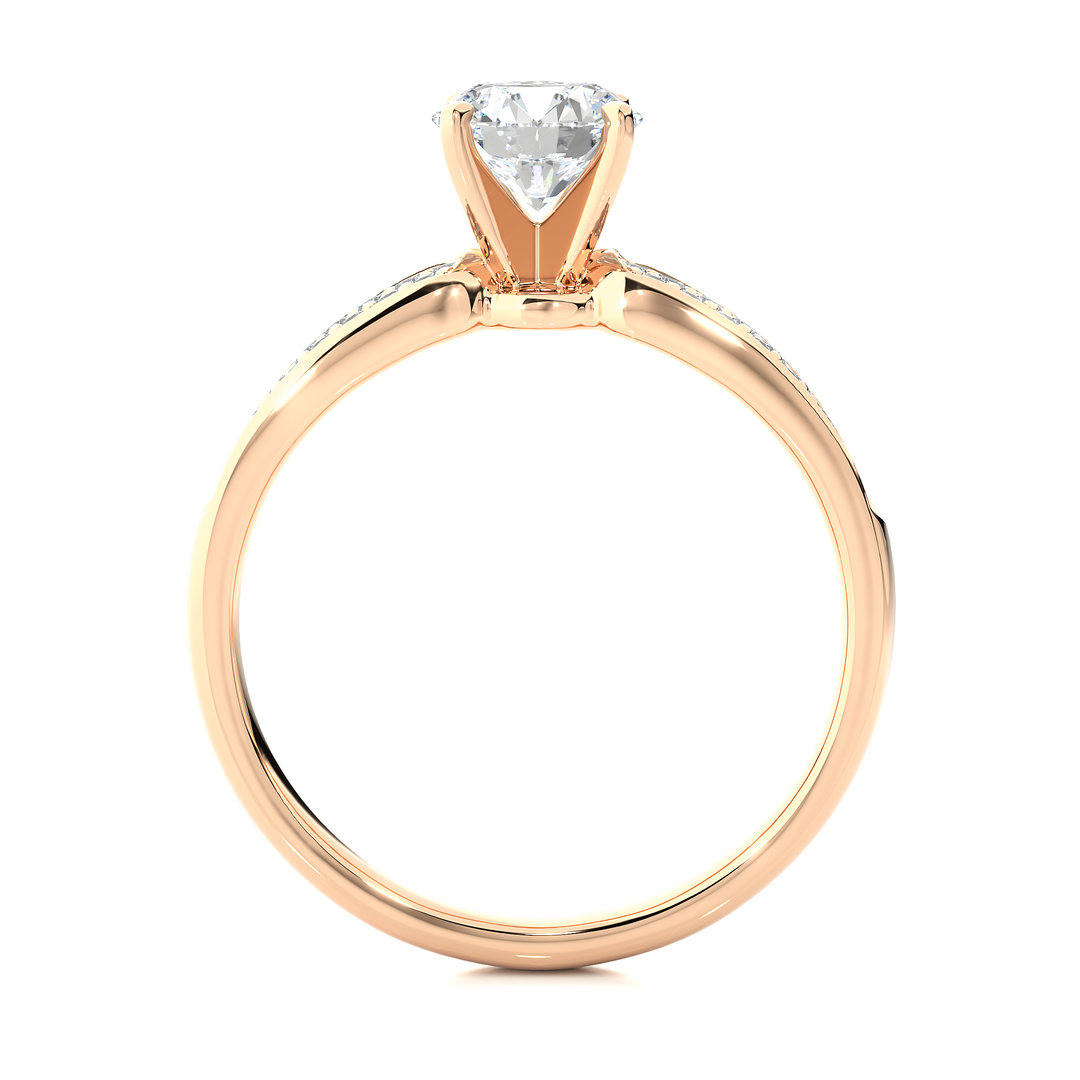 1.02 CTW Round Lab-Grown Diamond Engagement Ring with Pave Set E-F / VVS-VS