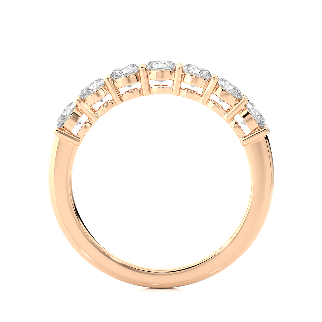 1.13 CT Round Cut Lab Grown Diamond Prong Set Band  7 Stone IGI Certified