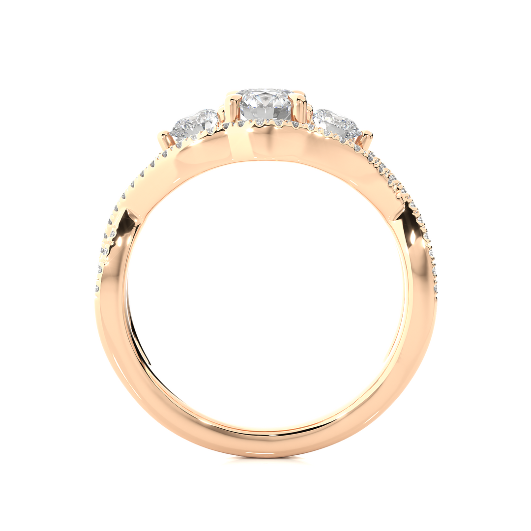 1.07 Carat Three Stone Lab-Grown Diamond Ring | Round Cut Engagement Ring