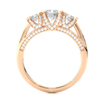 Load image into Gallery viewer, 1.20 Carat Three Stone Round Lab-Grown Diamond Ring | Pavé Side Stone Band
