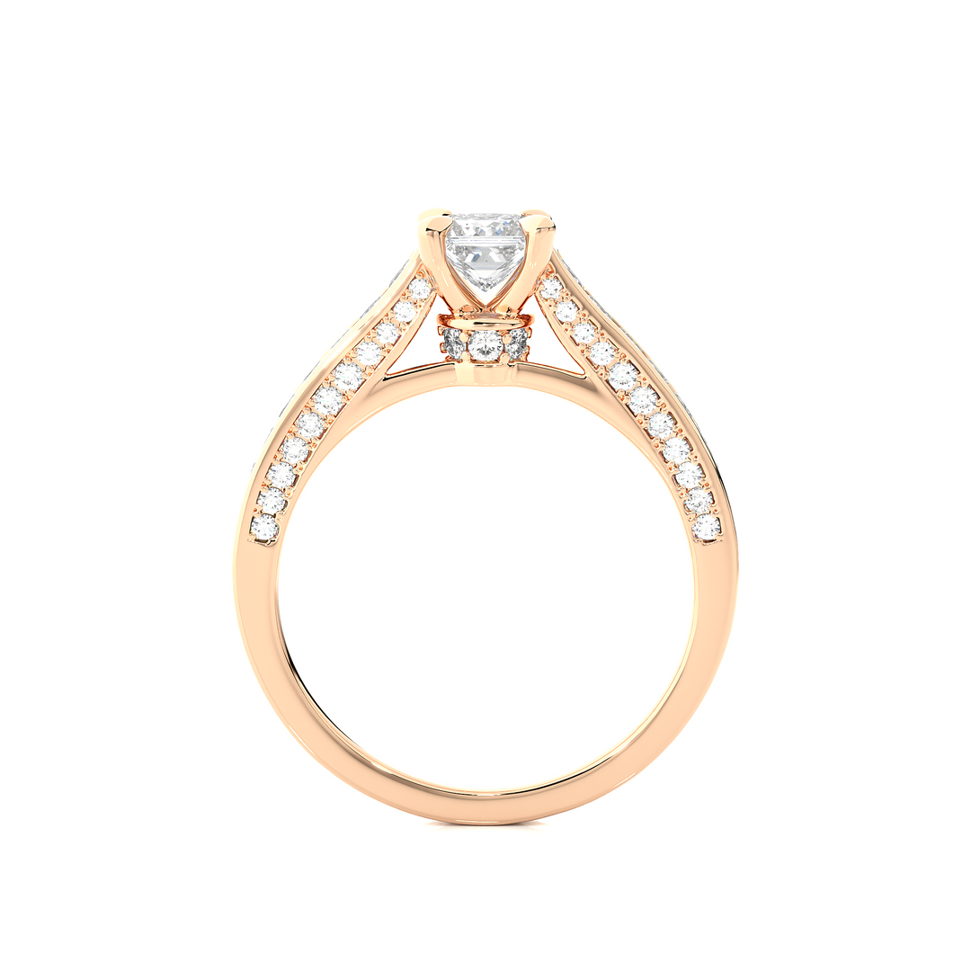 1.27 CTW Princess & Round Lab-Grown Diamond Engagement Ring with Channel & Prong Set E-F / VVS-VS