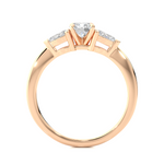 Load image into Gallery viewer, 0.99 CT Round Center with Pear Side Lab Grown Diamond Three Stone Ring | 3 Stone Gold Band
