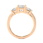 Load image into Gallery viewer, 2.19 CT Princess Cut Three Stone Lab Grown Diamond Ring with Round Side Stones | 13 Stone Gold Band
