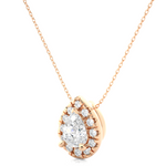 Load image into Gallery viewer, 0.80 CT Lab-Grown Diamond Halo Pendant Necklace | Pear &amp; Round Diamonds | Solid Gold

