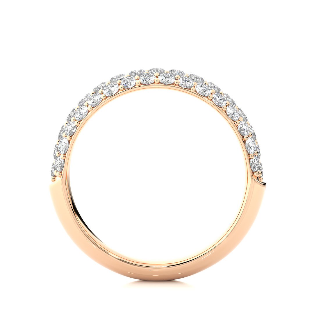0.93 CT Round Cut Lab Grown Diamond 3 Row Pave Band  49 Stone IGI Certified