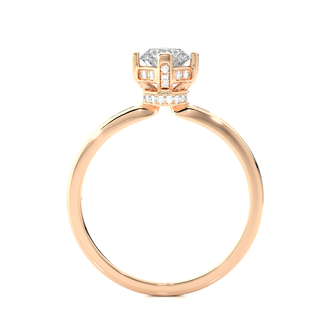 0.78 CTW Round Lab-Grown Diamond Engagement Ring with Hidden Halo E-F / VVS-VS