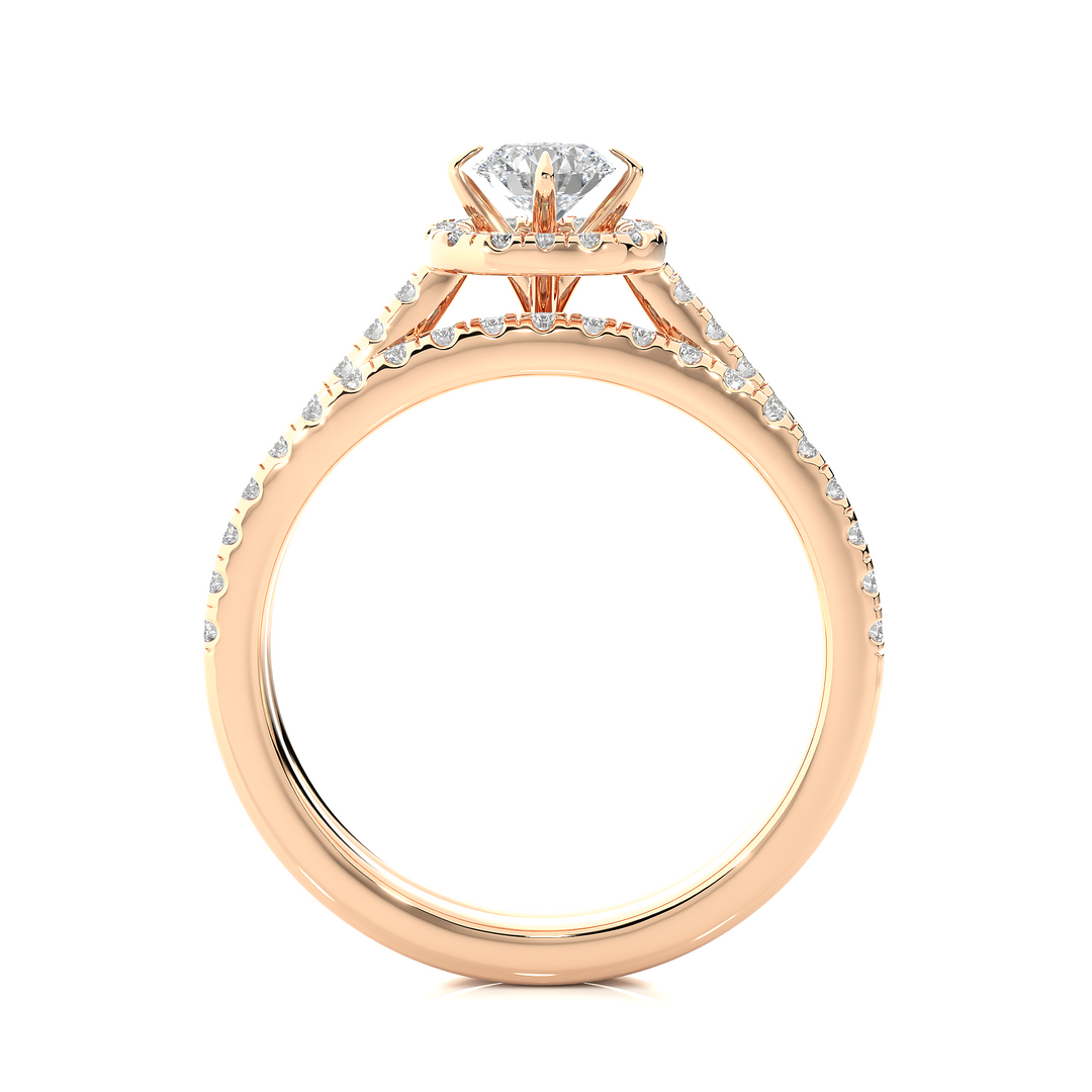 1.31 CT Round Diamond Halo Wedding Matching Band | 56 Stones