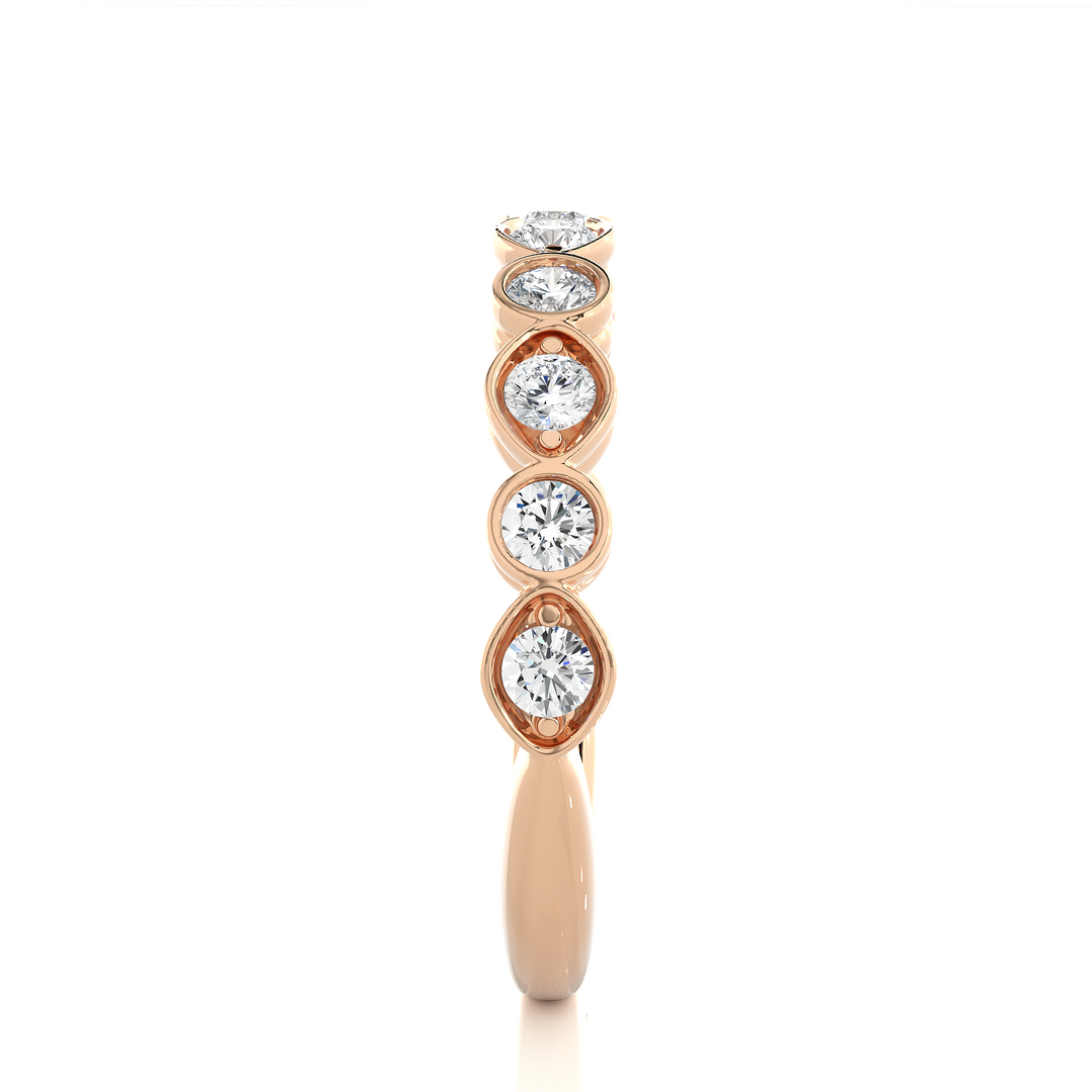 0.69 CT Round Cut Lab Grown Diamond Bezel & Prong Set Band  10 Stone IGI Certified