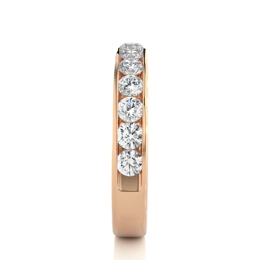 0.96 CT Round Cut Lab Grown Diamond Channel Set Band  13 Stone IGI Certified
