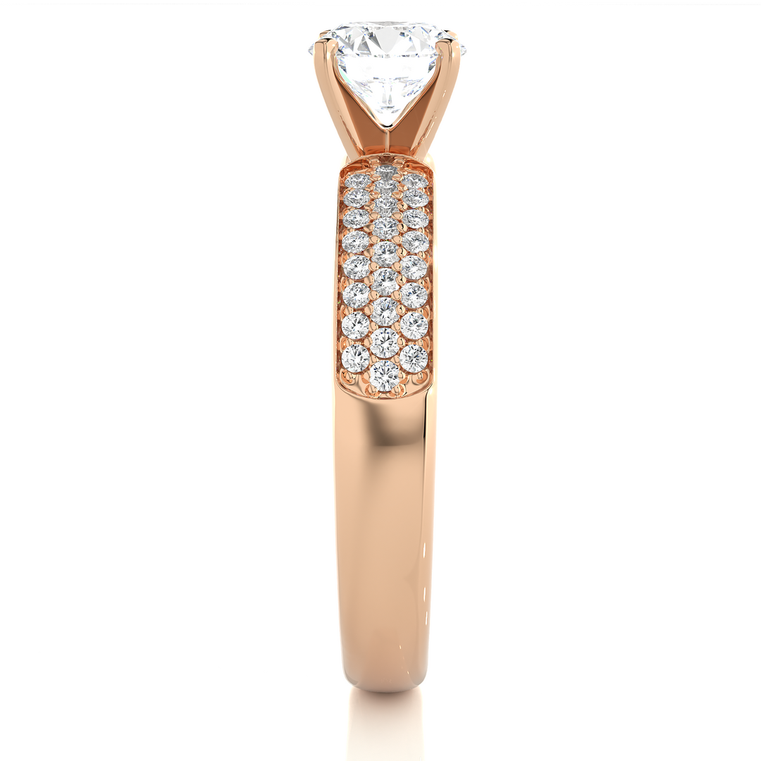 1.02 CTW Round Lab-Grown Diamond Engagement Ring with Pave Set E-F / VVS-VS