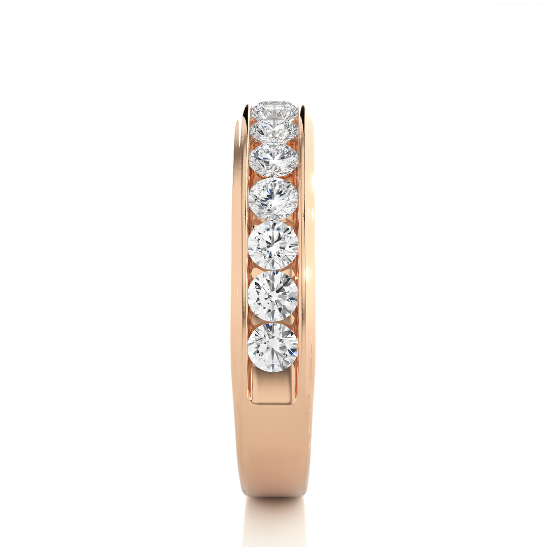 0.92 CT Round Cut Lab Grown Diamond Channel Set Band  14 Stone IGI Certified