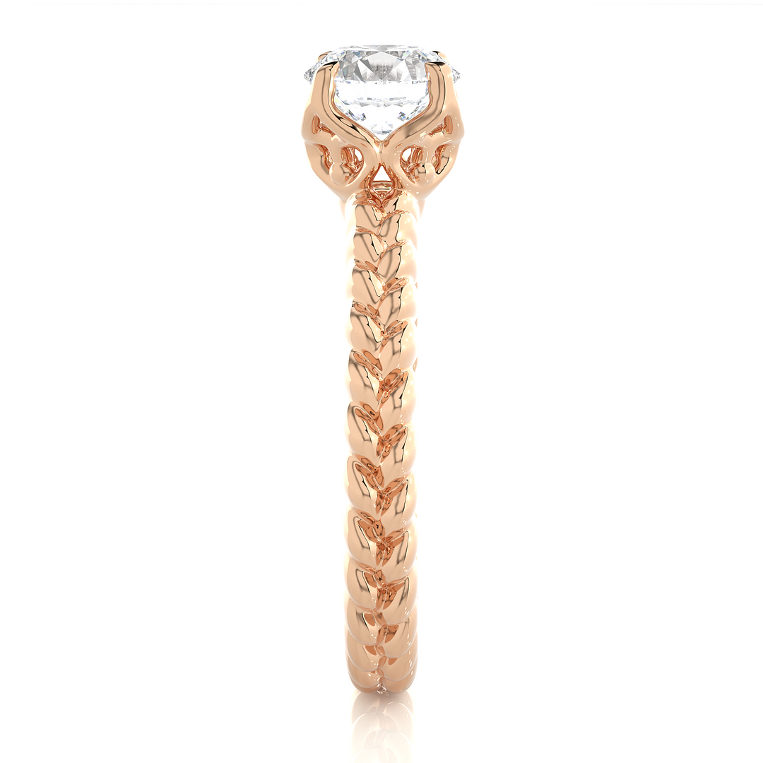 0.98 CT Round Lab Grown Diamond Solitaire Engagement Ring | Gold Band