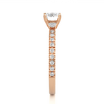 Load image into Gallery viewer, 0.97 CT Round Center with Baguette &amp; Round Side Lab Grown Diamond Three Stone Ring | 21 Stone Gold Band
